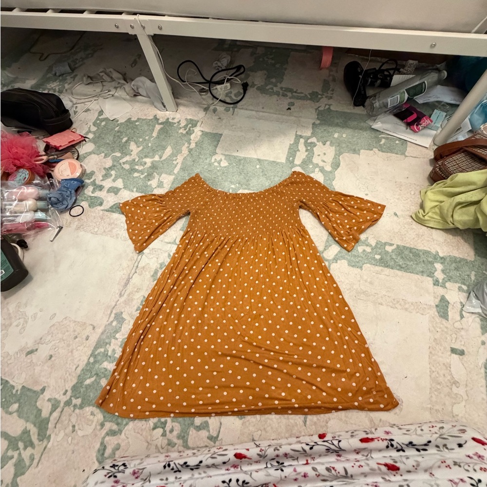 Polka Dot Kids Dress in Mustard